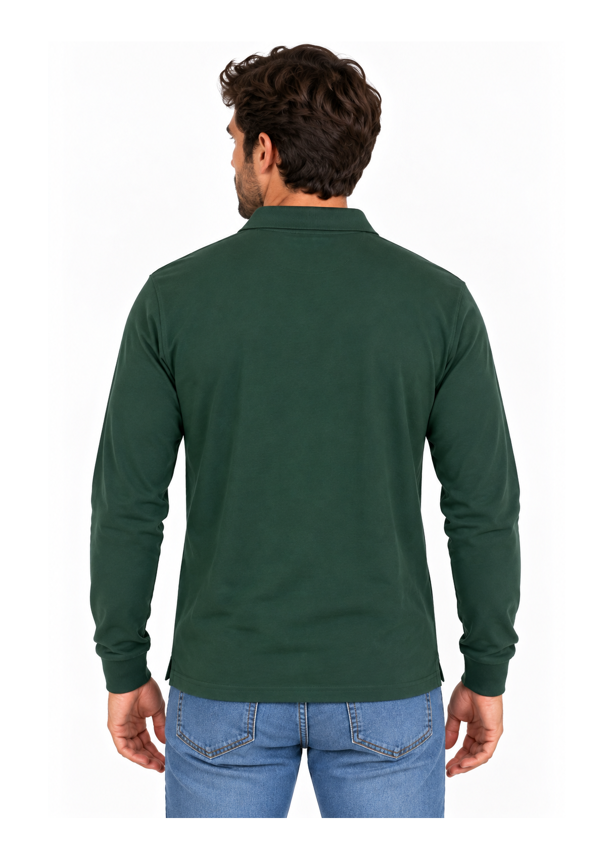Polo Manga Larga Piqué Parche Logo verde