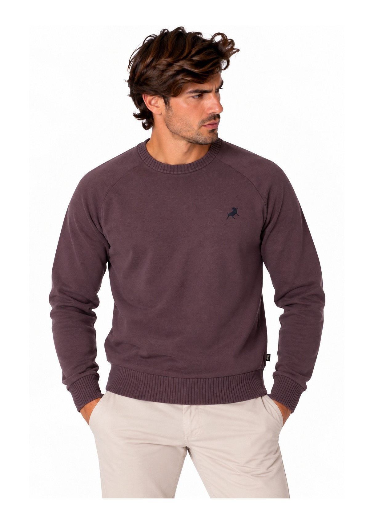 Jersey De Cuello Redondo De Hombre Jeans De Punto Básico Con Bordado  Versatilidad Masculina
