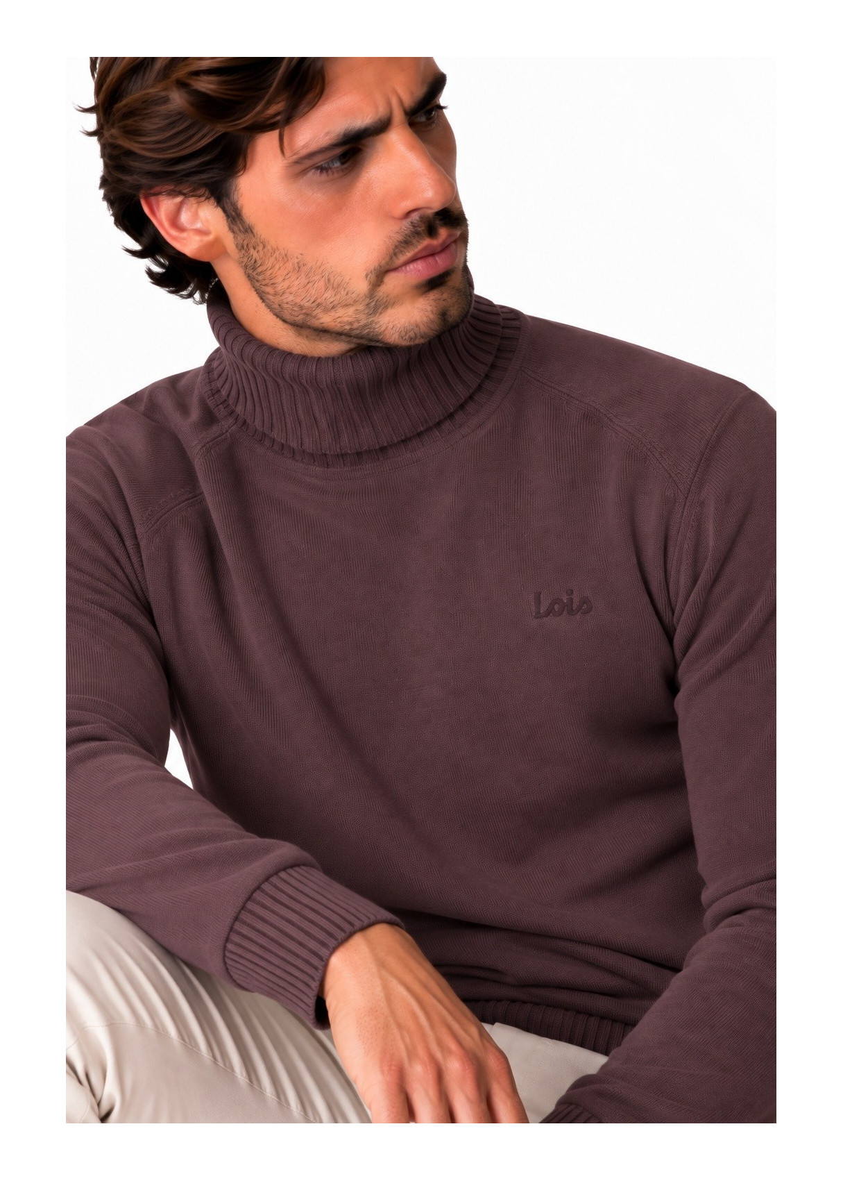 Jersey De Cuello Cisne De Punto Básico Con Bordado Jeans Para Hombre  Opción Smart Casual