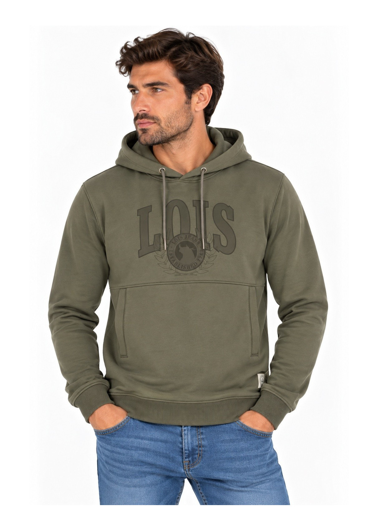 Sudadera Con Capucha Con Aplicación Jeans Para Hombre  Diseño Versátil