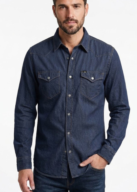 Camisa denim botones azul