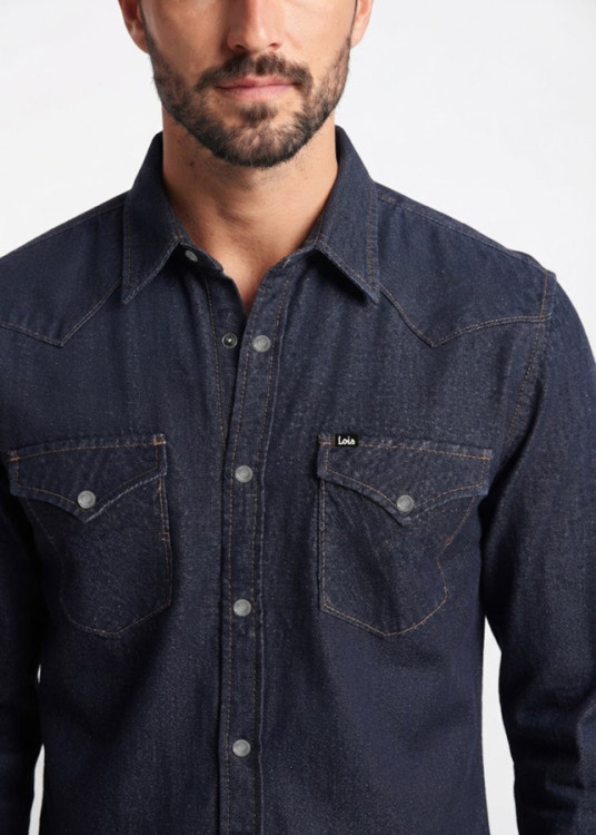 Camisa denim botones azul