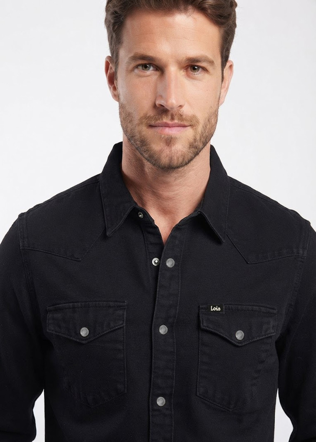 Camisa denim botones negra