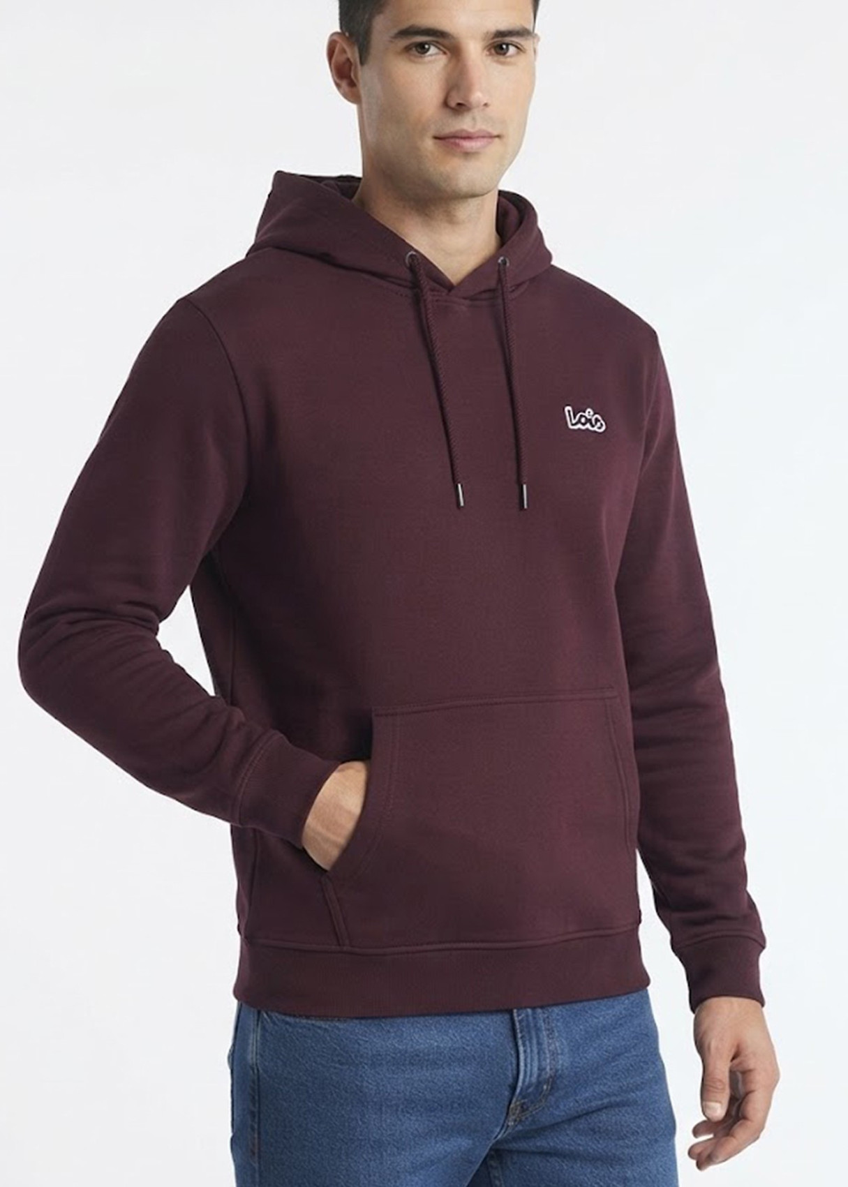 Sudadera capucha logo bordado rojo