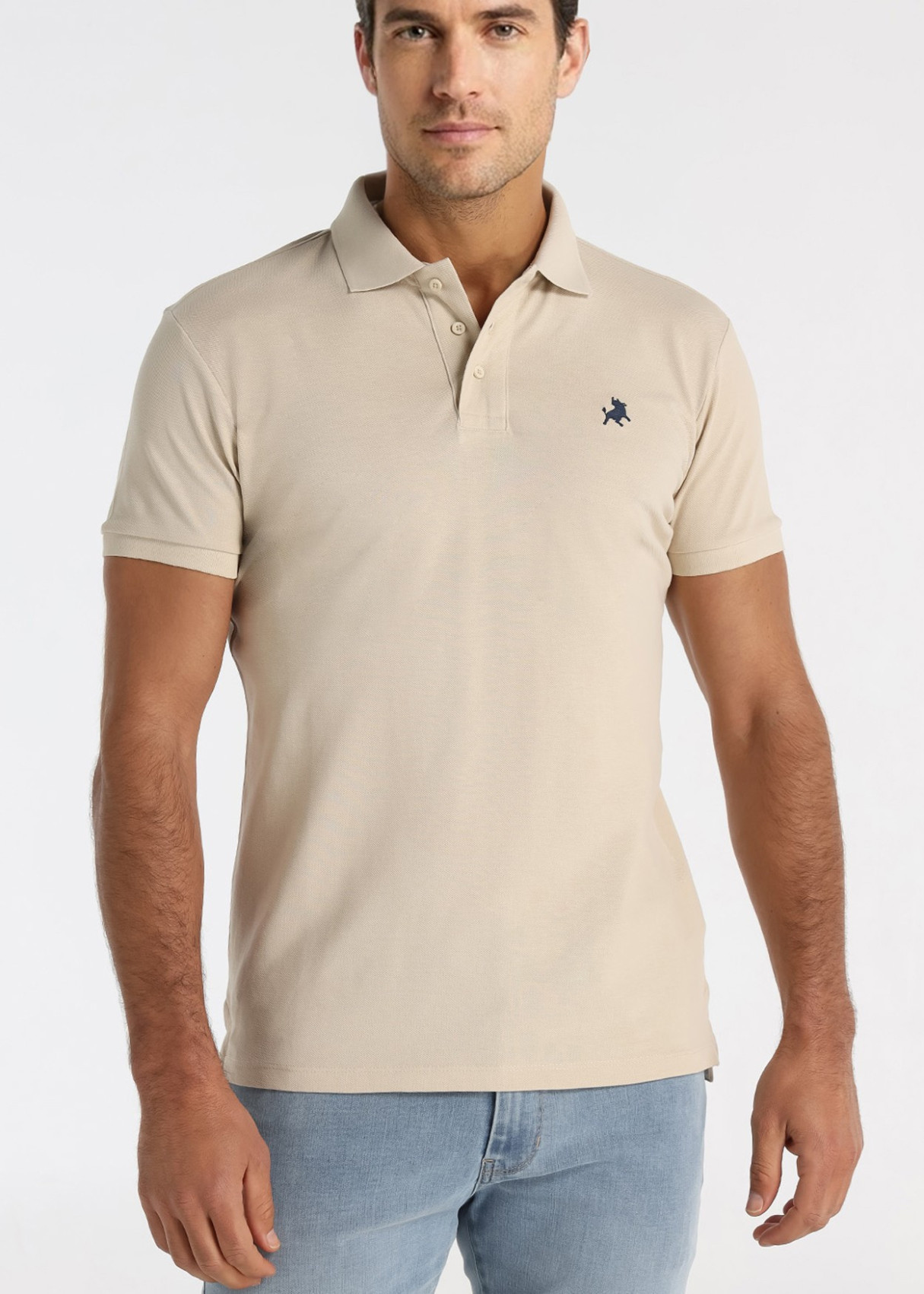 Polo Manga Corta Básico Logo beige