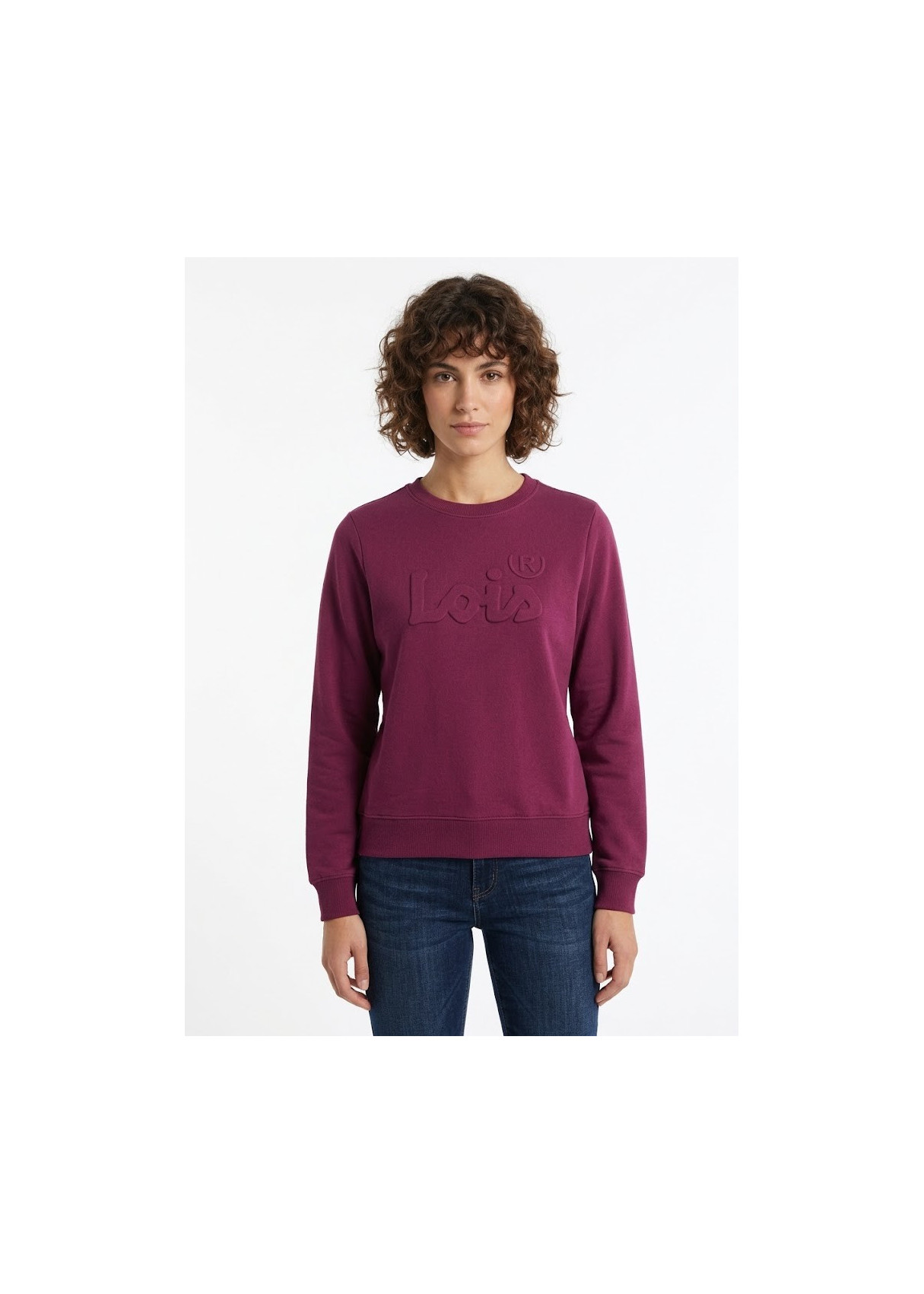 Sudadera Cuello Redondo Logo relieve violeta