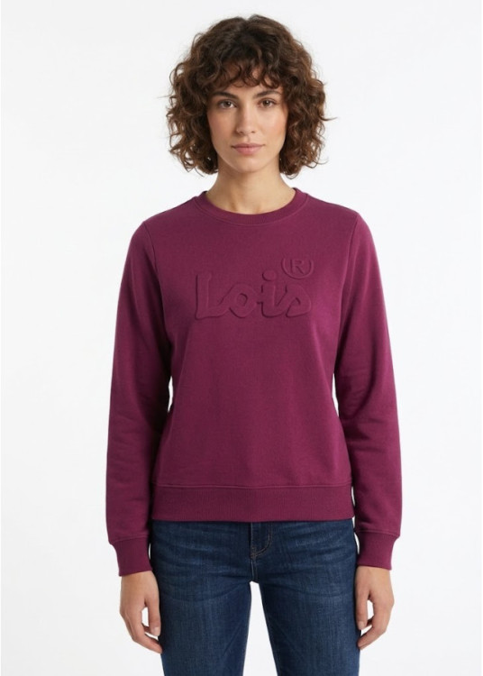 Sudadera Cuello Redondo Logo relieve violeta