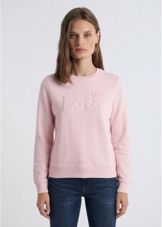 Sudadera Cuello Redondo Logo relieve rosa