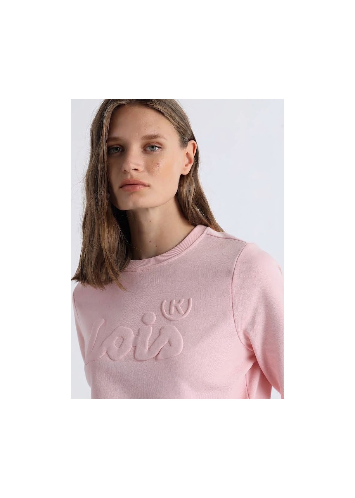 Sudadera Cuello Redondo Logo relieve rosa