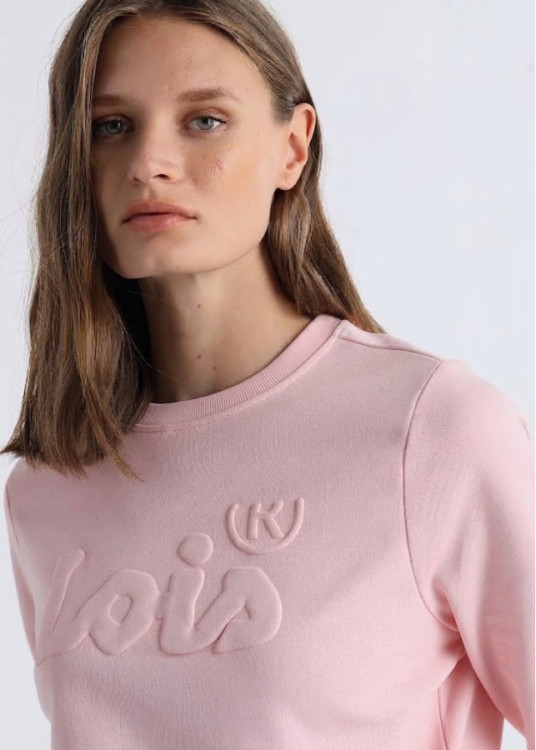 Sudadera Cuello Redondo Logo relieve rosa
