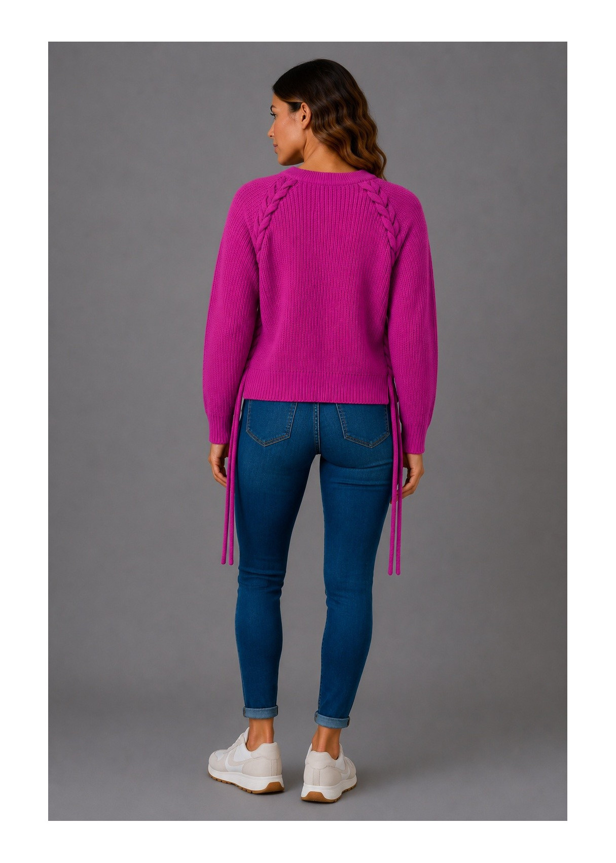Jersey  Cuello Redondo Detalle Trenzado rosa