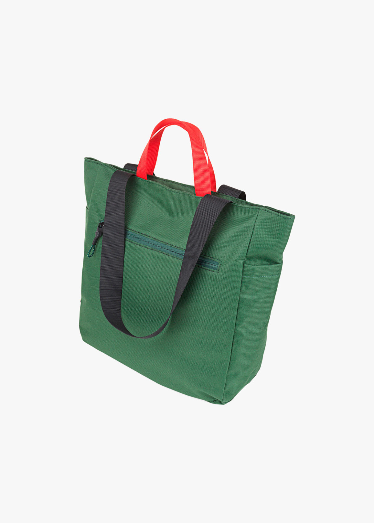 Bolso Shopper Mediano con Bolsillo Exterior Verde