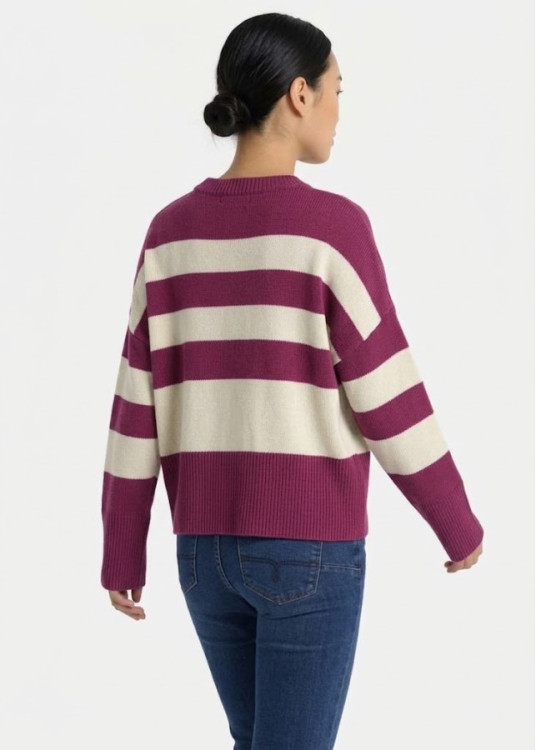Jersey Cuello Redondo Franjas Abertura Bajo violeta