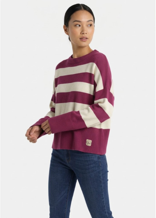 Jersey Cuello Redondo Franjas Abertura Bajo violeta