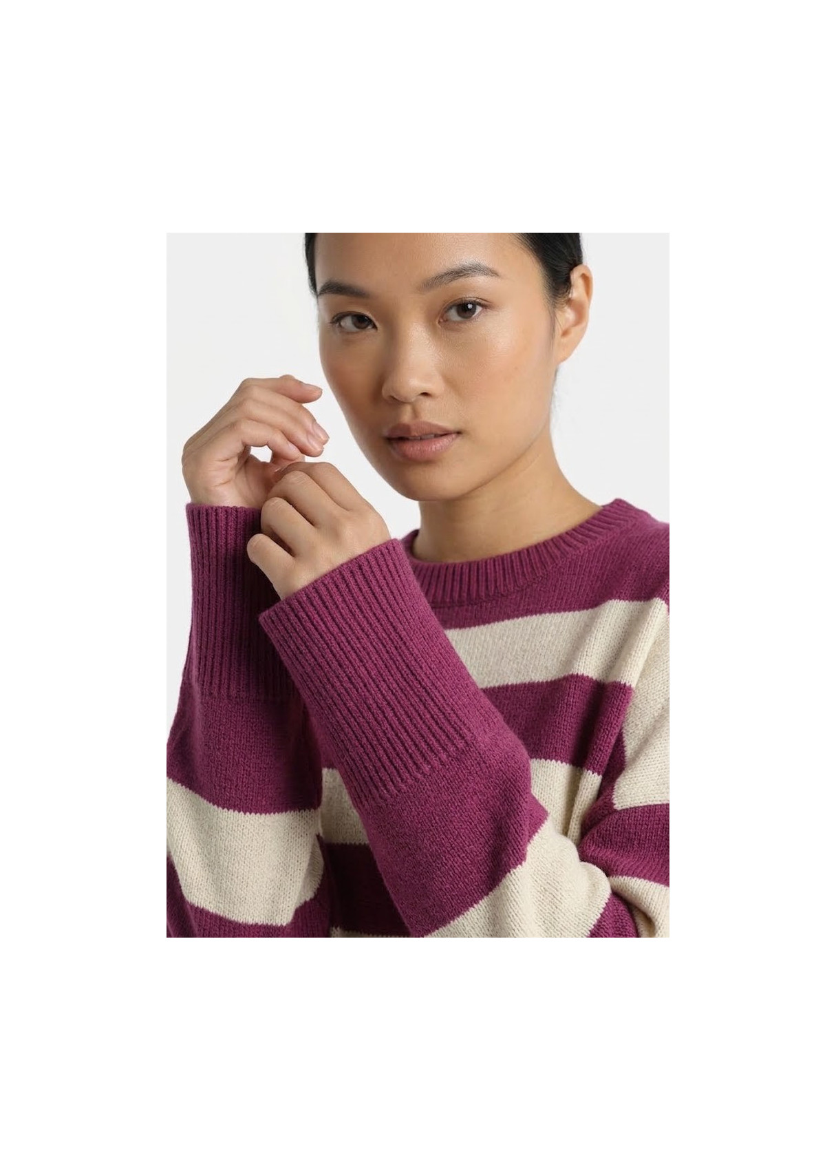 Jersey Cuello Redondo Franjas Abertura Bajo violeta