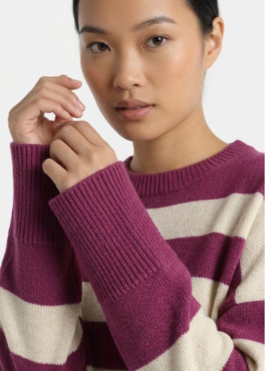 Jersey Cuello Redondo Franjas Abertura Bajo violeta