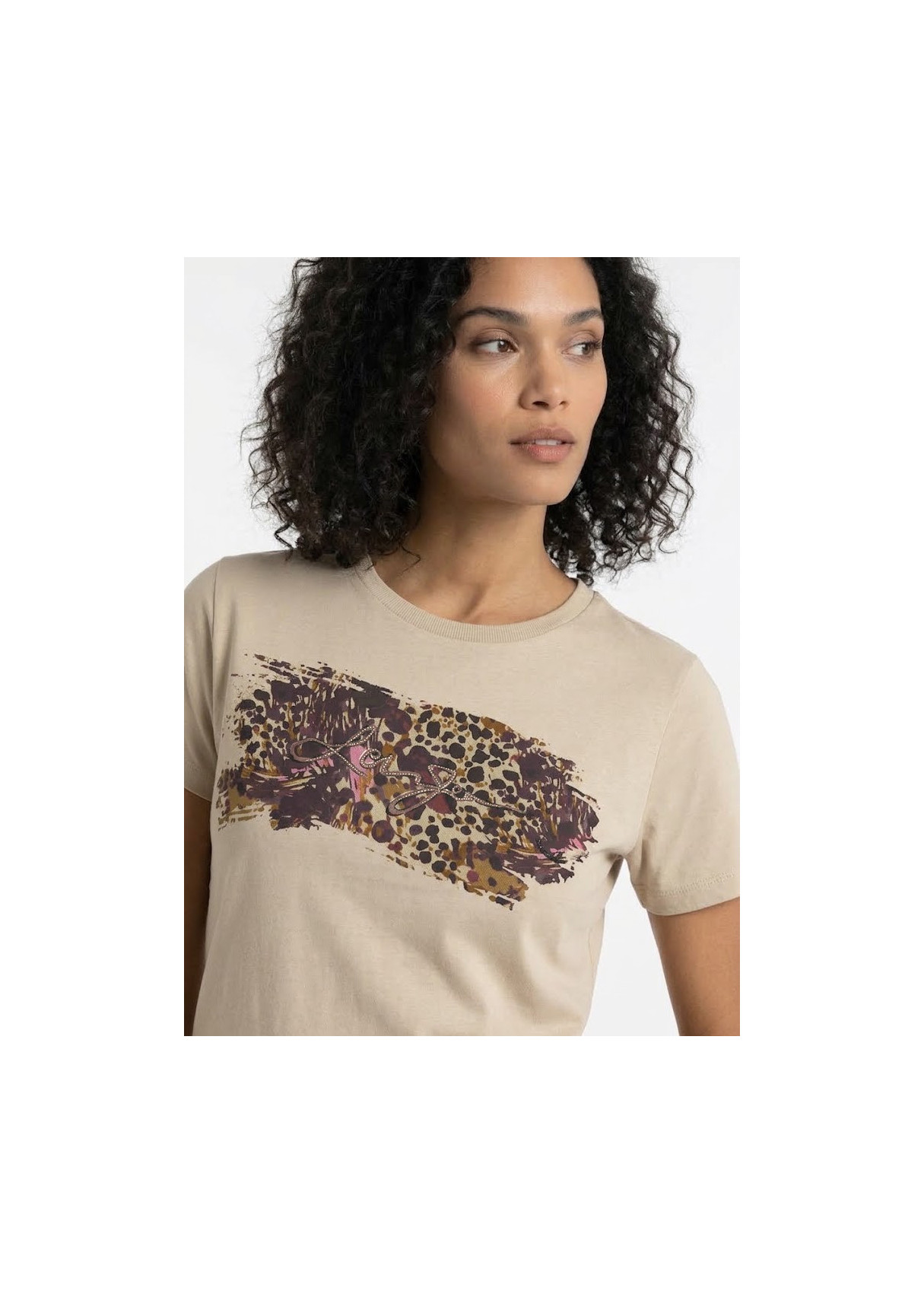 Camiseta Manga Corta Gráfica Volcán beige