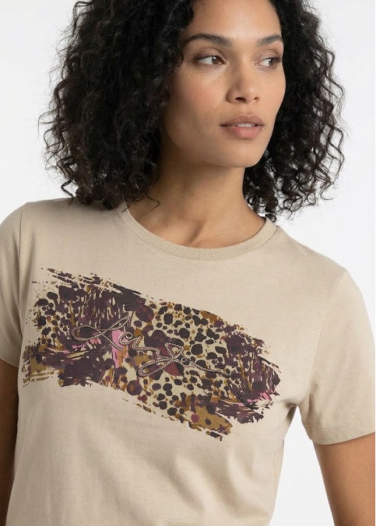 Camiseta Manga Corta Gráfica Volcán beige