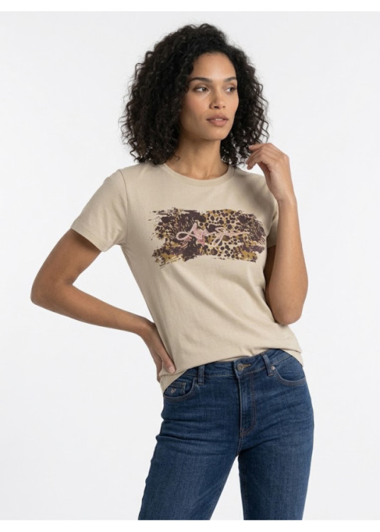 Camiseta Manga Corta Gráfica Volcán beige