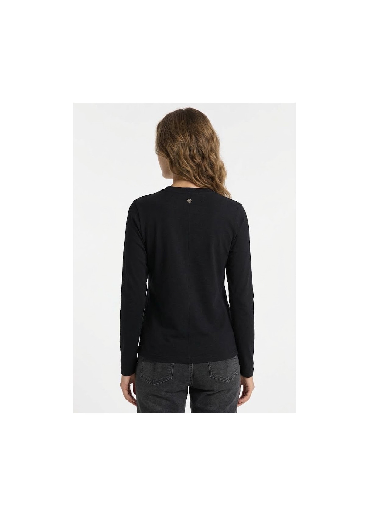 Camiseta Manga Larga Corte Especial Logo Bordado negro