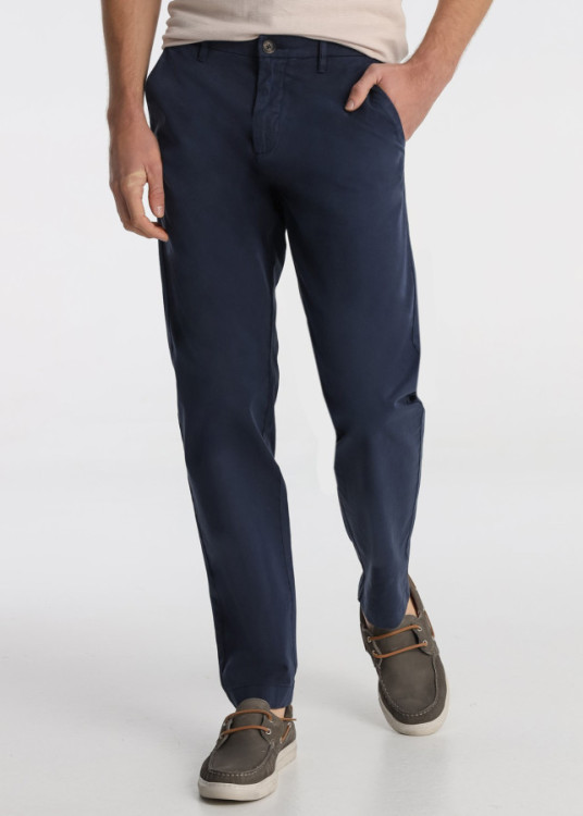 Pantalon Chino Twill Regular Fit Tiro Medio azul