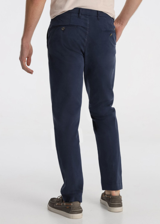 Pantalon Chino Twill Regular Fit Tiro Medio azul