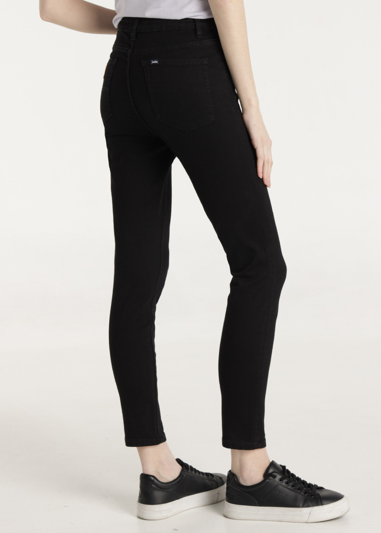 Jeans Strech Skinny Ankle Fit Tiro Medio cher elab negro