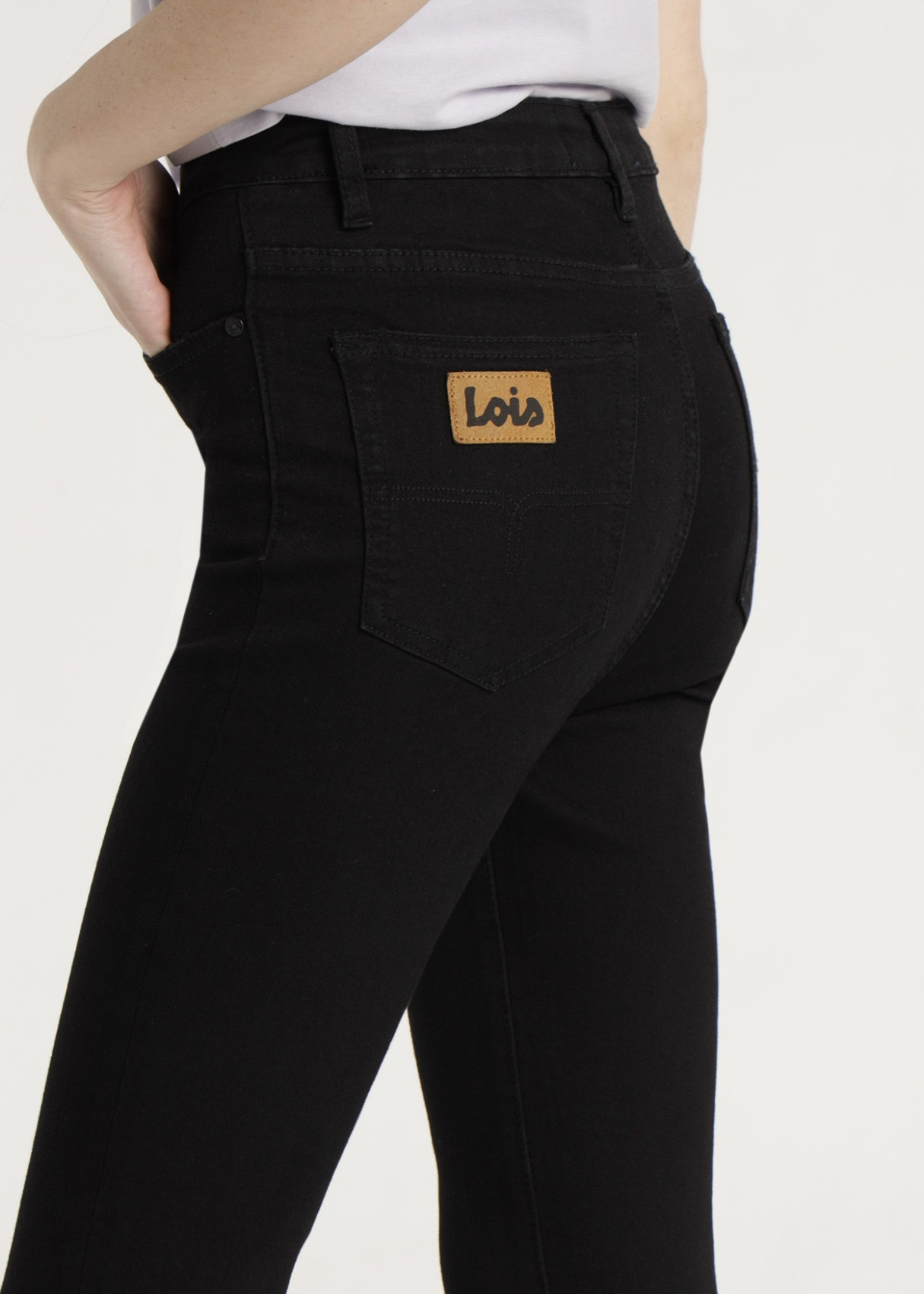 Jeans Strech Skinny Ankle Fit Tiro Medio cher elab negro