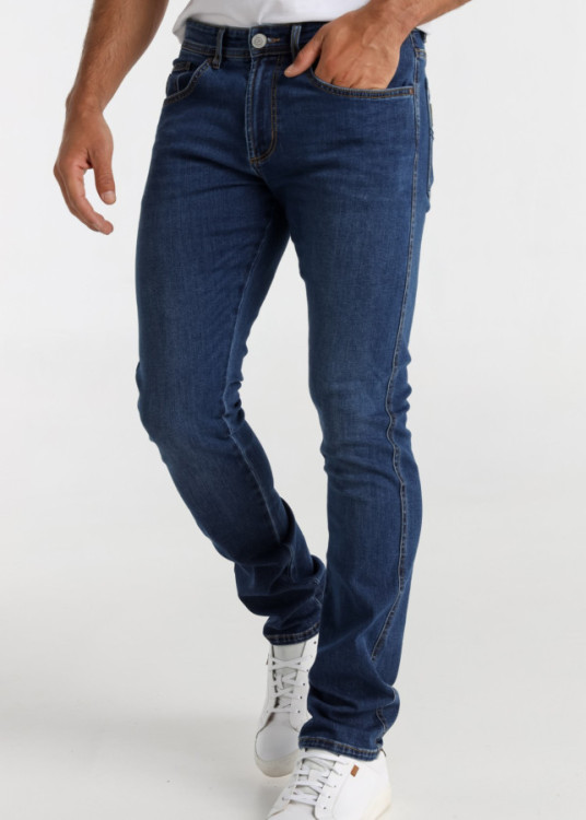 Vaqueros slim fit cintura media Lavado Azul