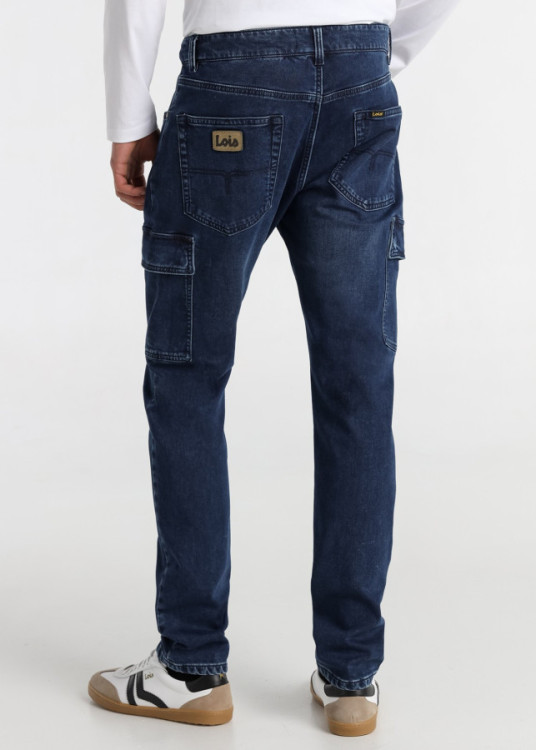 Pantalón tapered fit cintura media Cargo Lavado Azul