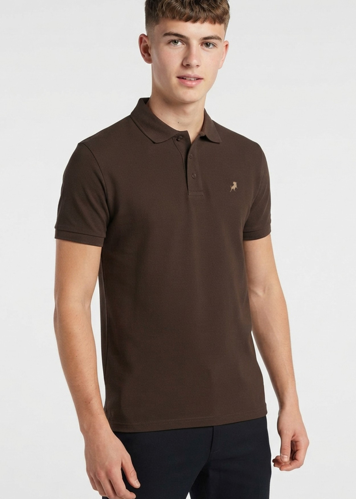 Polo Manga Corta Básico Logo marrón