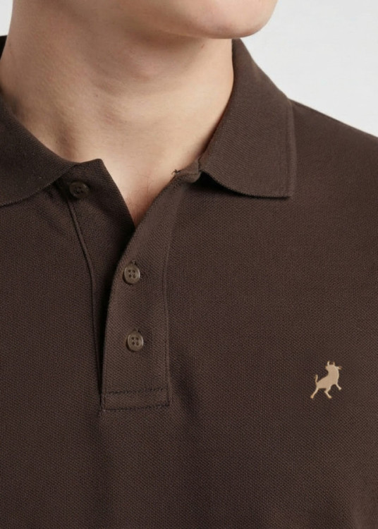 Polo Manga Corta Básico Logo marrón