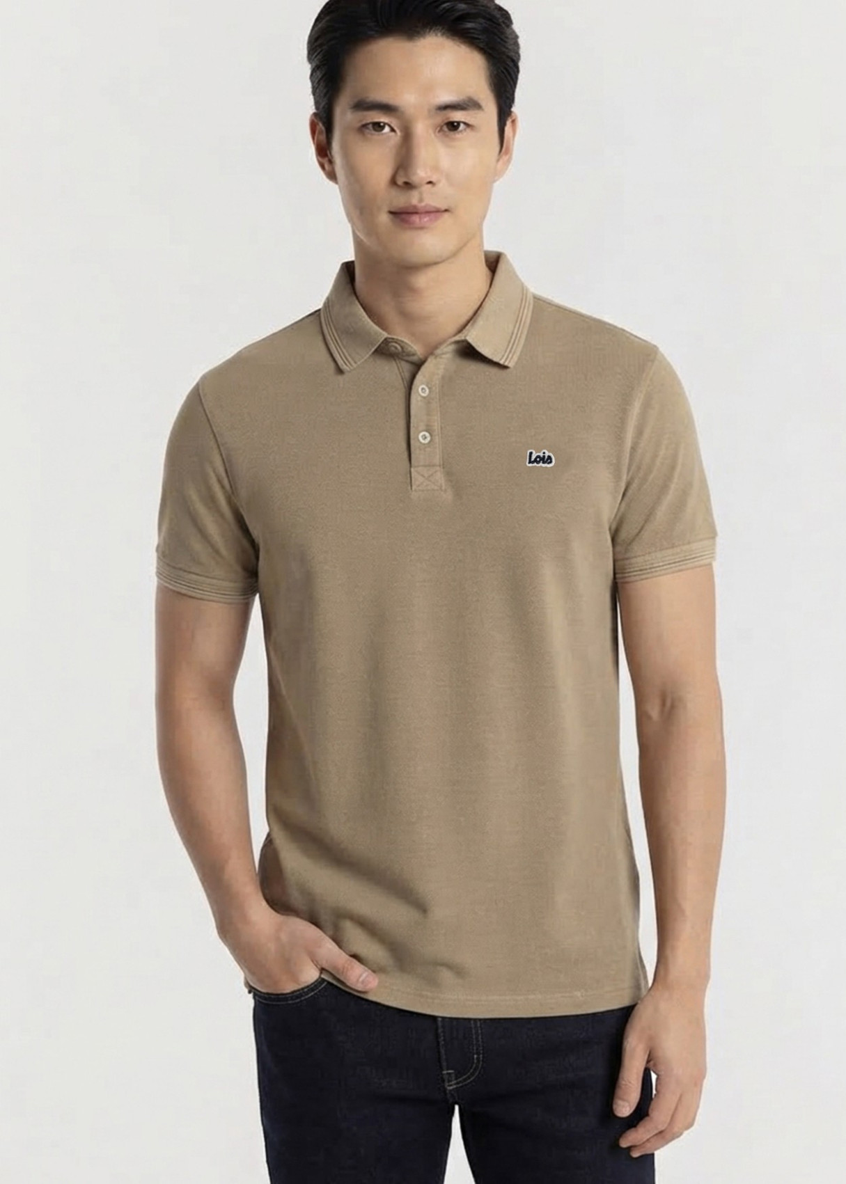 Polo Manga Corta Básico Logo marrón
