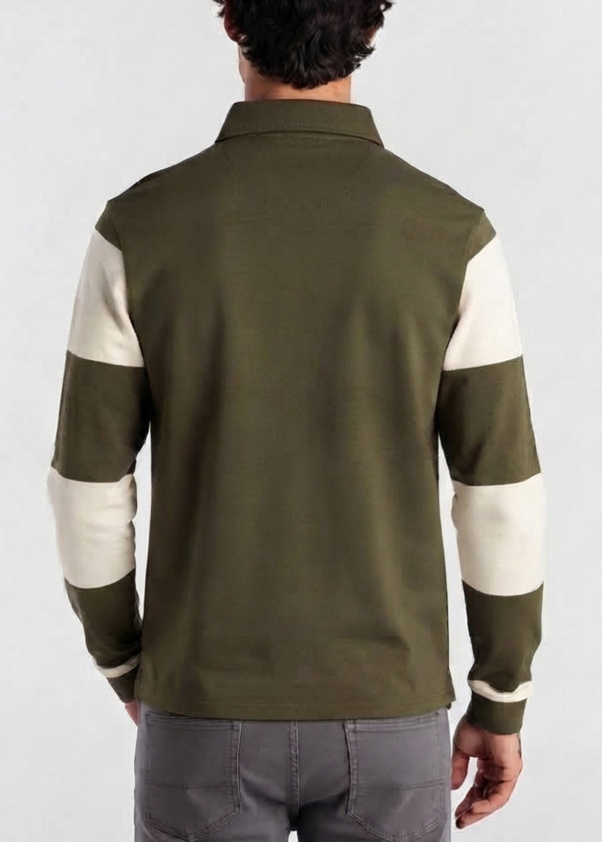 Polo Manga Larga Franjas Aplicación verde
