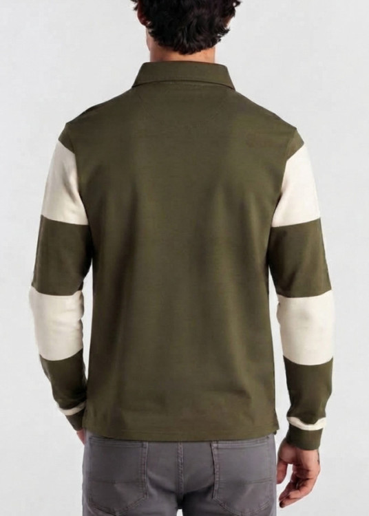 Polo Manga Larga Franjas Aplicación verde