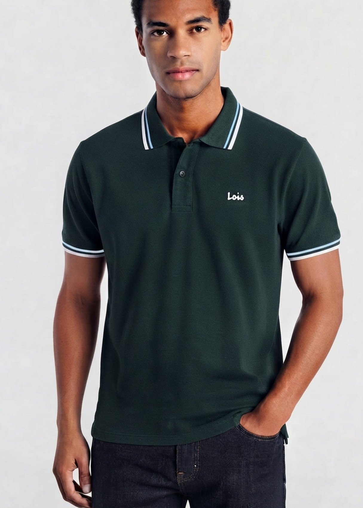 Polo Manga Corta Doble Acabado verde