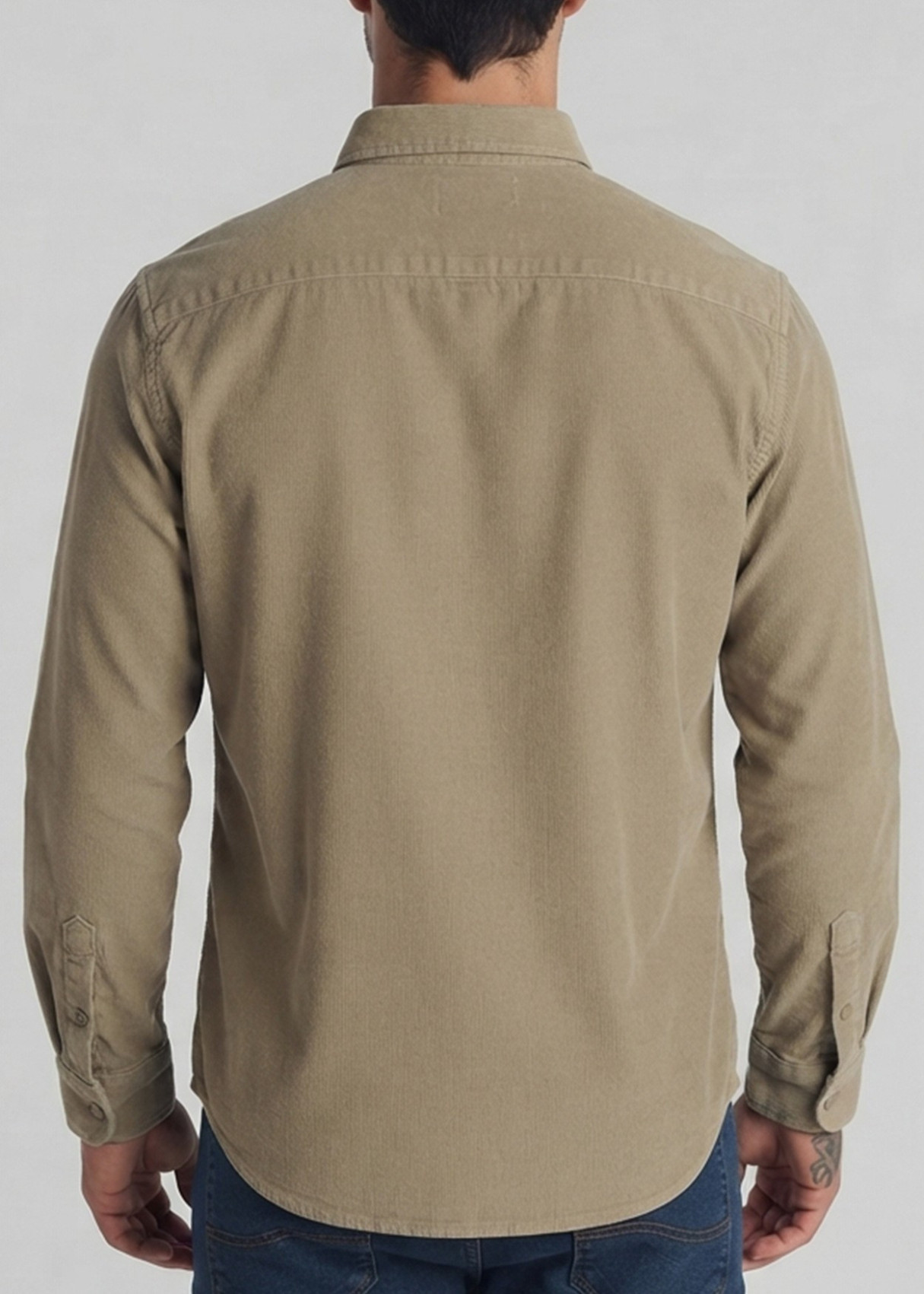 Camisa Manga Larga Micropana Logo Bordado beige