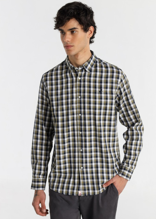 Camisa Manga Larga cuadros verde