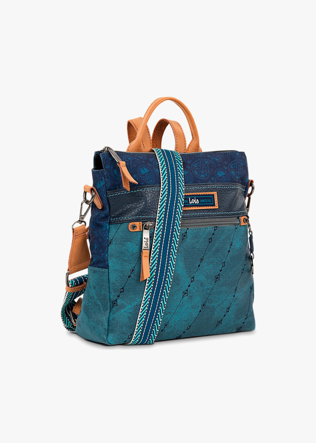 Mochila con Asas Regulables y Bandolera Antirobo azul