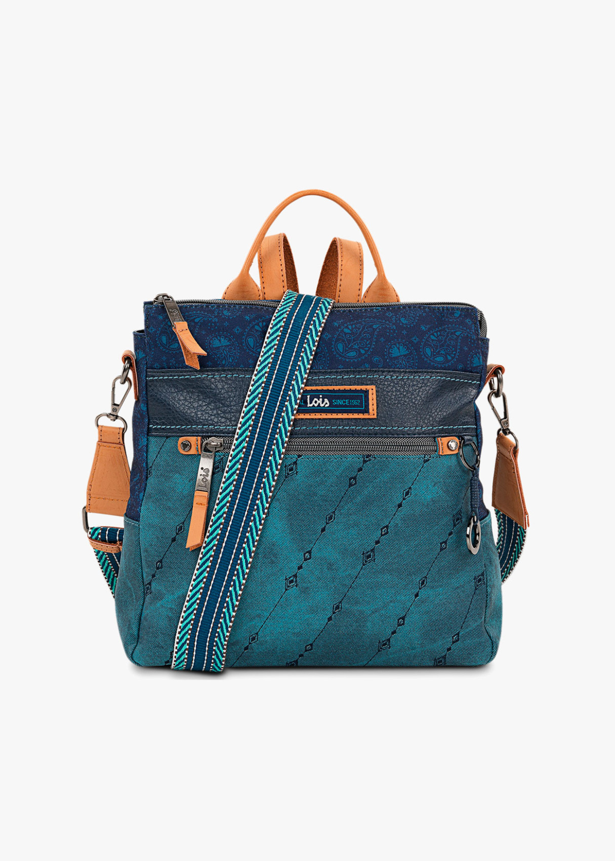 Mochila con Asas Regulables y Bandolera Antirobo azul