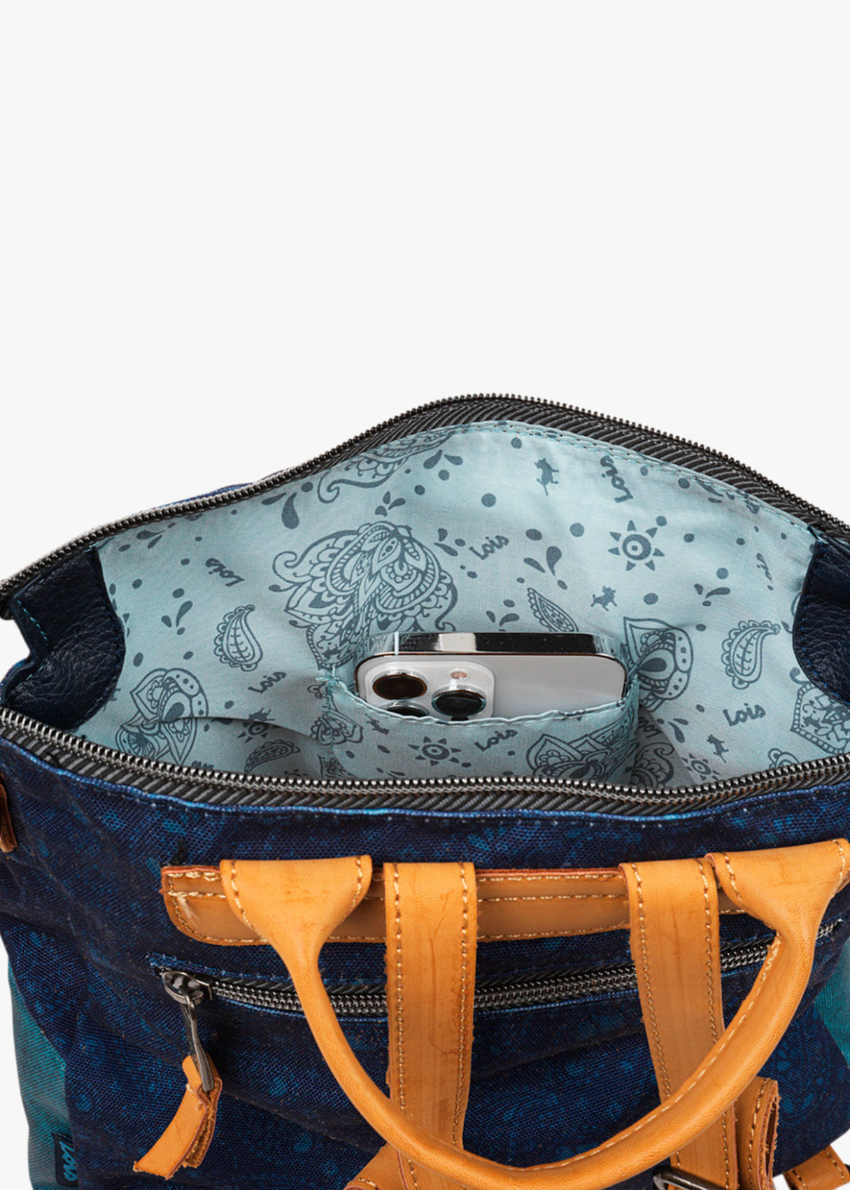 Mochila con Asas Regulables y Bandolera Antirobo azul