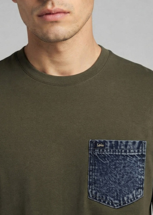 Camiseta Manga Corta Bolsillo Denim verde