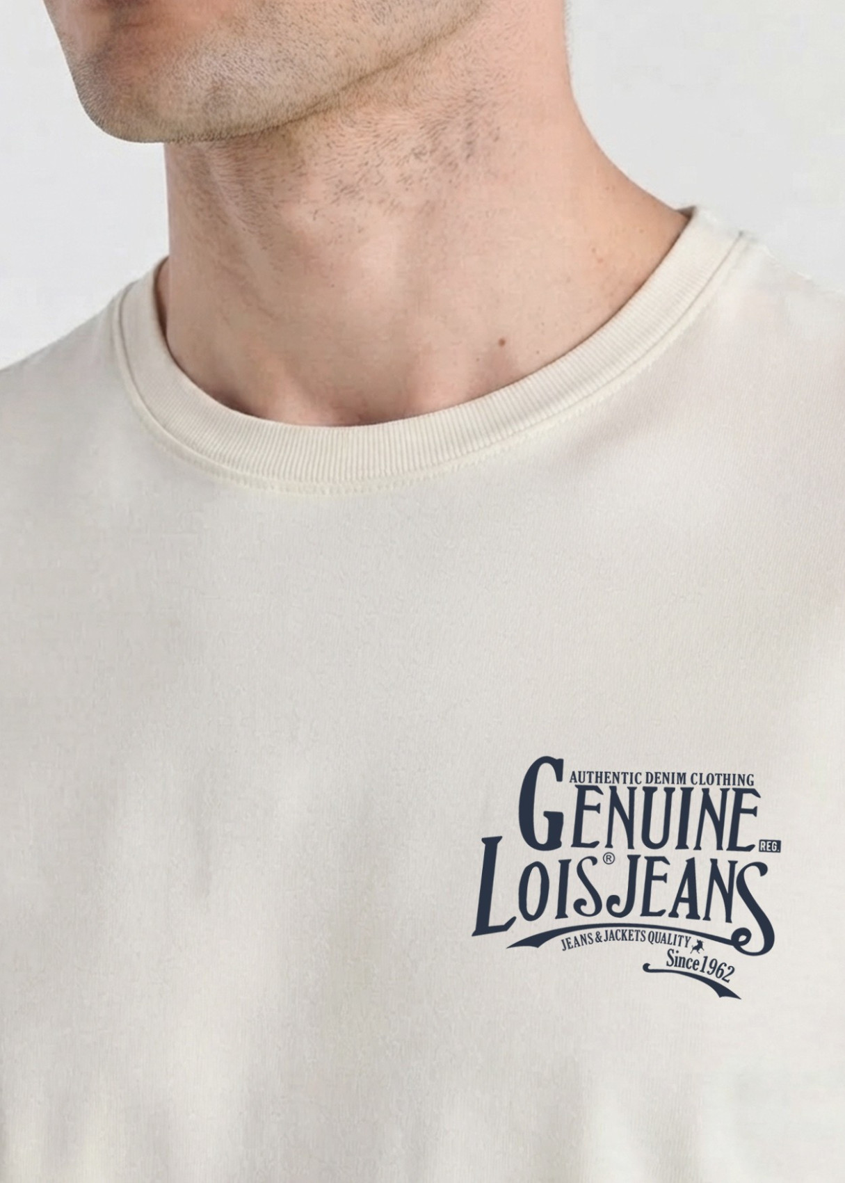 Camiseta Manga Corta Bordado beige
