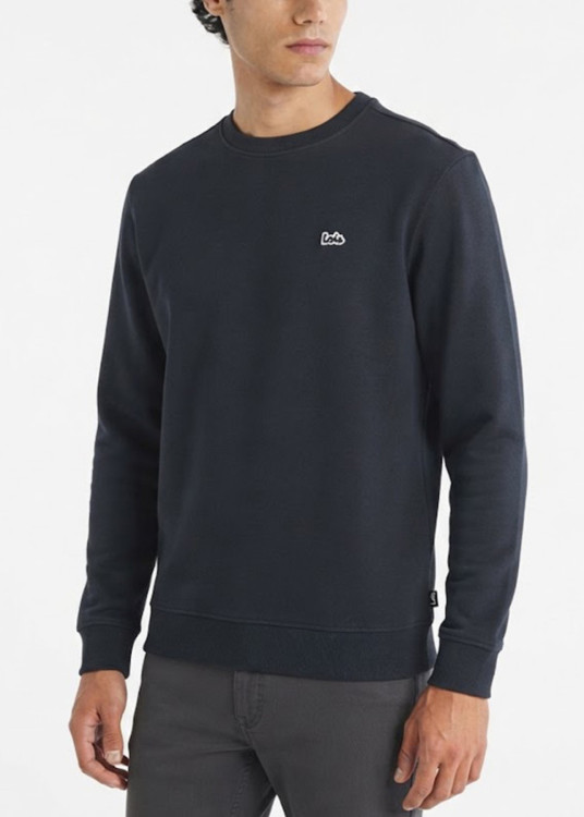 Sudadera De Cuello Redondo Básica Con Parche De Logotipo Jeans Para Hombre  Estética Masculina azul