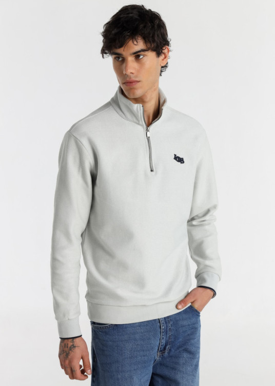 Sudadera Cremallera Aplicación blanca