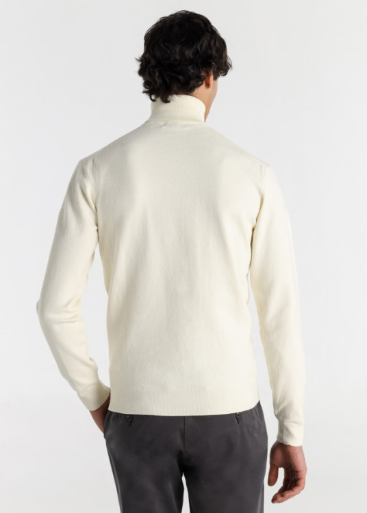Jersey Cuello Cisne Punto Básico logo Bordado Jeans beige