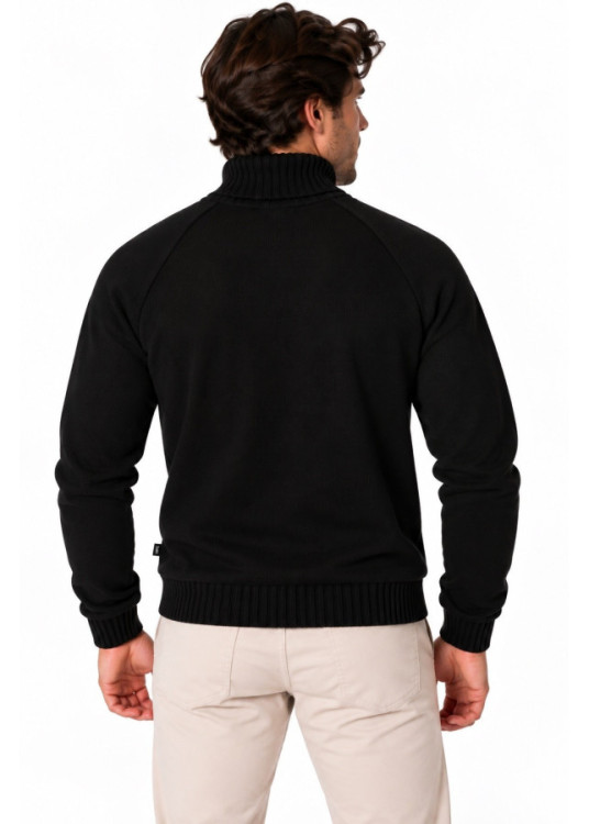 Jersey Cuello Cisne punto Básico logo Bordado negro