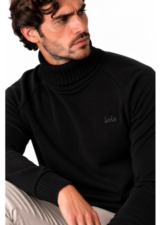 Jersey Cuello Cisne punto Básico logo Bordado negro
