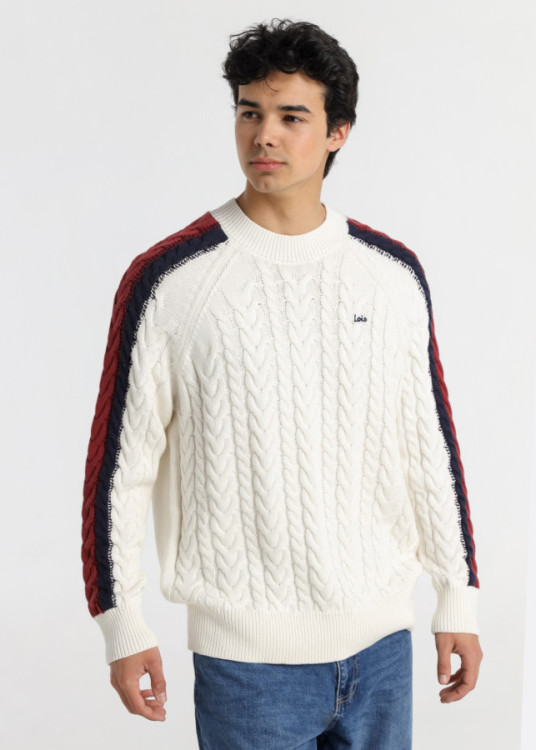 Jersey Cuello Perkins Trenzado blanco