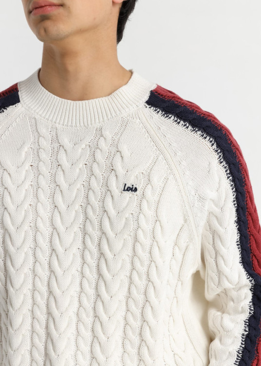 Jersey Cuello Perkins Trenzado blanco